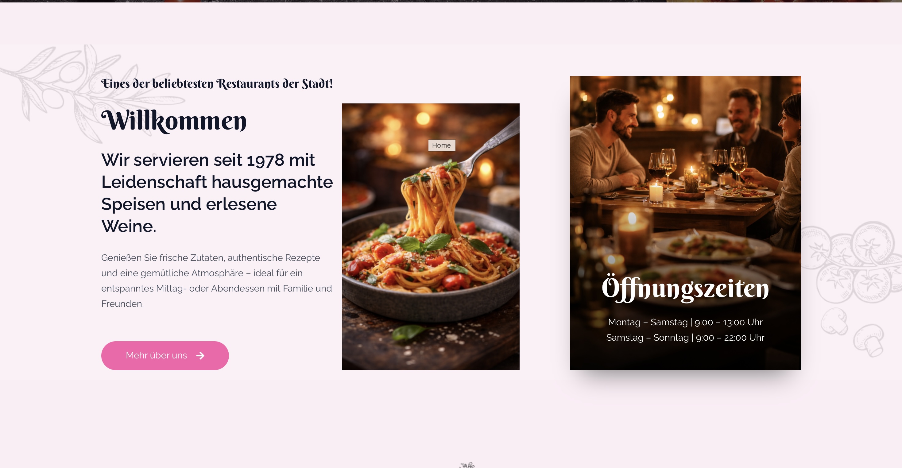 Restaurant Website willkomen
